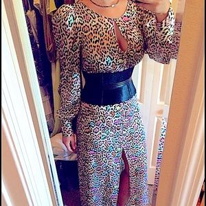 BCBG Silky Multicolored Cheetah Maxi